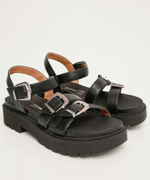 Sandália Flatform Feminina Fivela 