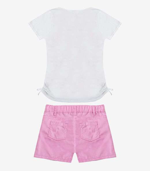 Conjunto Infantil Blusa Com Shorts Rovi Kids Rosa