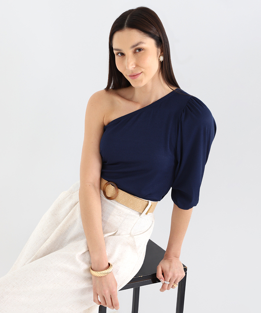 Image_Blusa Feminina Canelada Ombro Só Marisa Azul