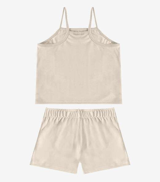 Conjunto Infantil Blusa e Shorts Menina Select Bege
