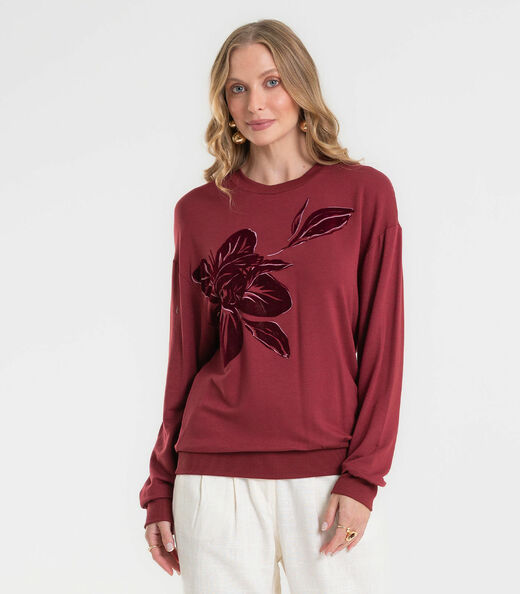 Image_Blusão Feminino Em Molecotton Estampado Rovitex Vermelho