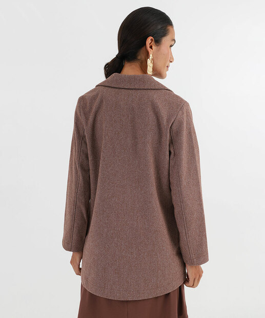 Casaco Feminino Polivelour Botões Marisa Marrom