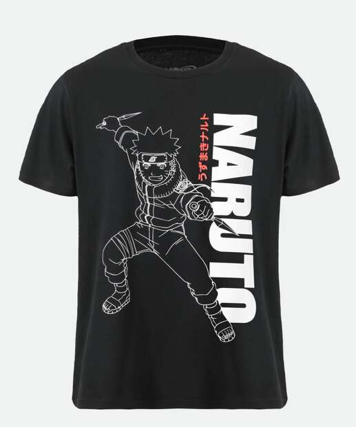Camiseta Masculina Estampa Frontal Manga Curta Naruto