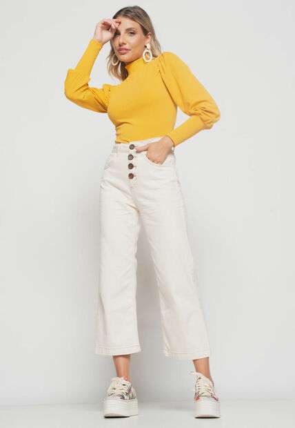 Image_Blusa  Princesa Manga Longa Canelada Mostarda