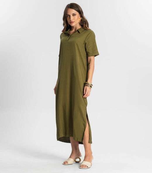 Vestido Midi Com Fenda Lateral Endless Verde