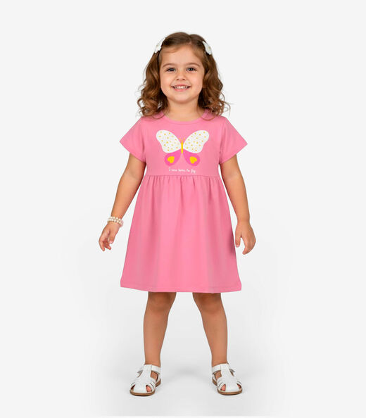 Vestido Infantil em Molecotton Select Rosa