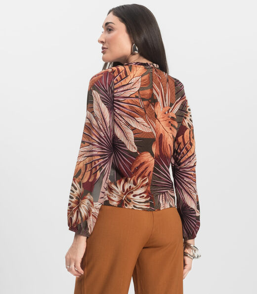 Blusa Manga Longa Infinita Cor Marrom