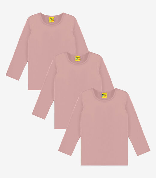 Image_Kit 3 Camisetas Menina Manga Longa Térmicas Rovi Kids Rosa