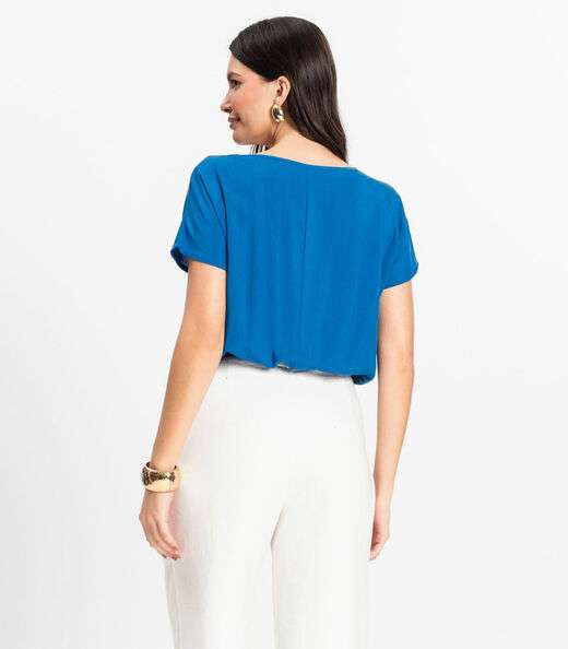 Blusa Feminina manga curta Infinita Cor Azul