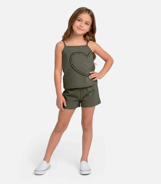 Conjunto Infantil Blusa e Shorts Menina Select Verde