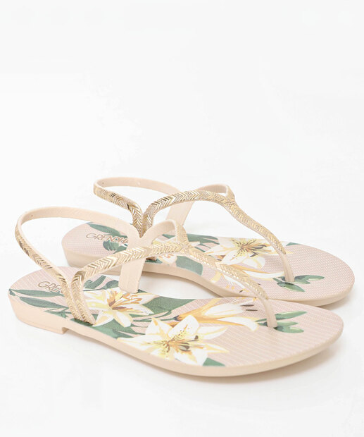 Sandália Feminina Rasteira Trabalhada Grendha Off White