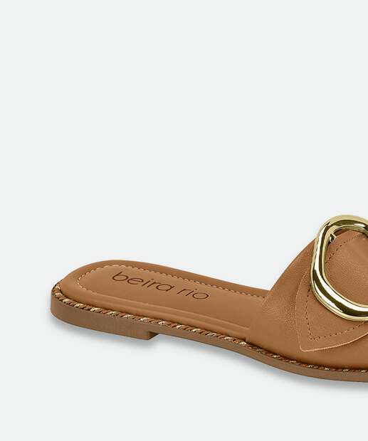 Rasteirinha Feminina Metalizada Beira Rio Marrom