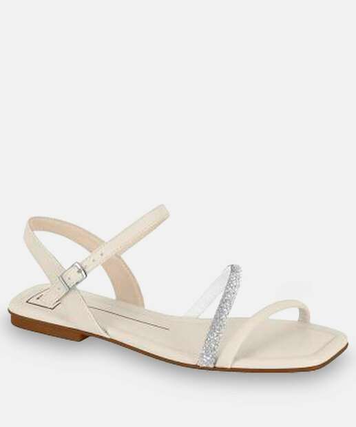 Image_Sandália Feminina Rasteira Strass Moleca Branco