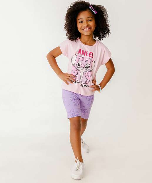 Blusa Infantil Angel Stitch Disney Tam 4 a 10