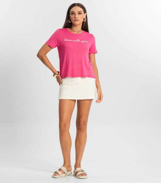 Camiseta De Visco Tricot Feminina Endless Rosa