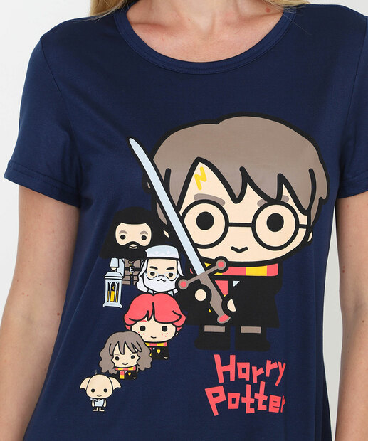 Camisola Manga Curta Harry Potter Azul