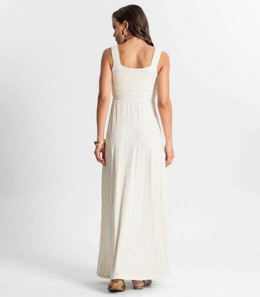 Vestido Longo Em Vicolinho Endless Bege