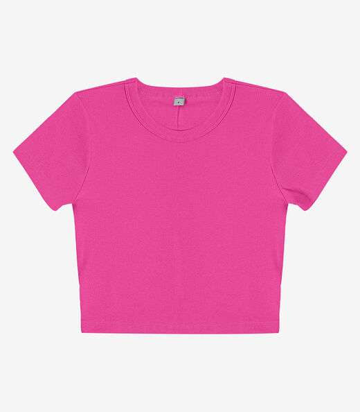 Blusa Cropped Ribana Básica Rovitex Rosa