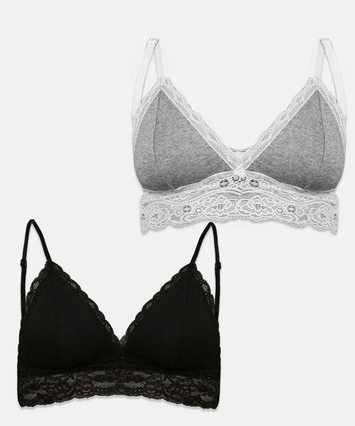 Kit 2 Sutiãs Top Triângulo Recorte Renda Marisa