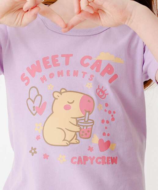 Camiseta Infantil Estampa Capivara Marisa Tam 4 a 10