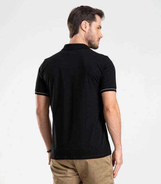 Polo em Cotton Leve Masculina Diametro Preto