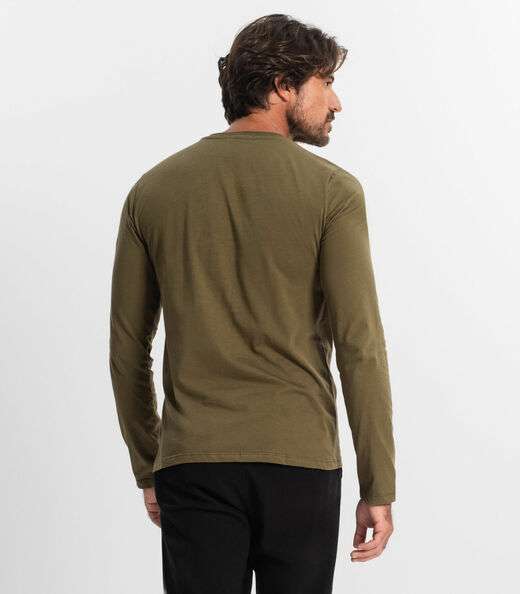 Camiseta Manga Longa Meia Malha Diametro Verde