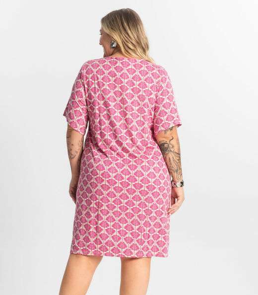 Vestido Estampado Plus Size Secret Glam Rosa