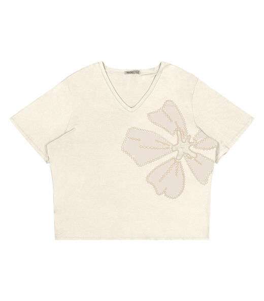 Blusa Feminina Plus Size Manga Evasê Secret Glam Bege