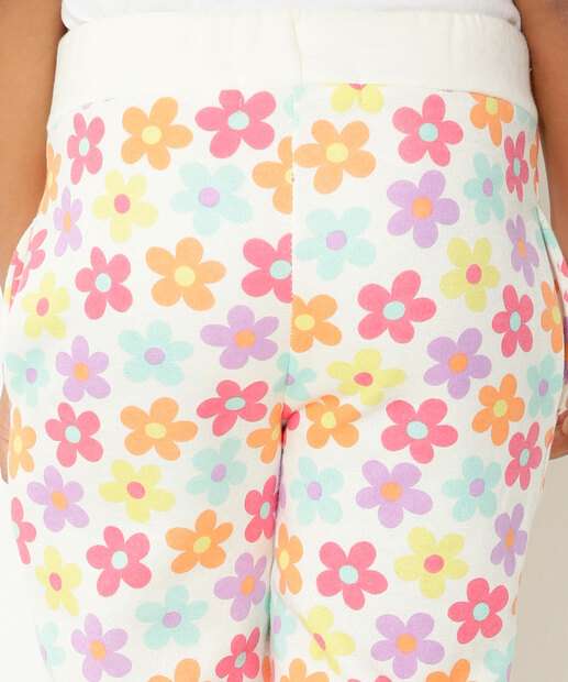 Calça Infantil Jogger Moletom Floral Marisa Tam 4 a 12