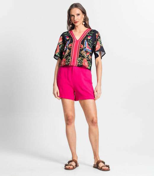 Blusa De Poly Light Feminina Estampada Endless Preto