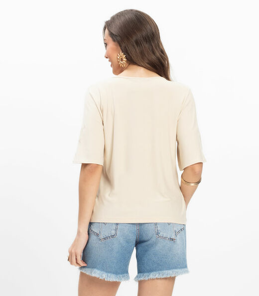 Blusa Viscose Creponada Feminina Endless Bege
