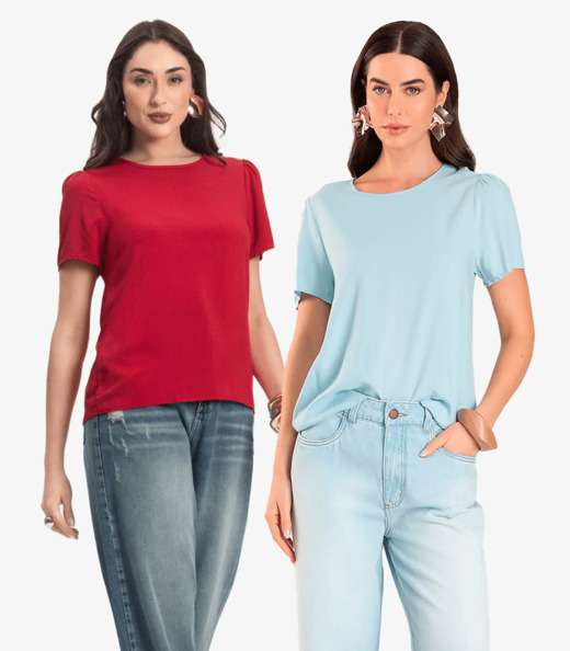 Kit 2 Blusas Femininas Em Viscose Infinita Cor Sortidas