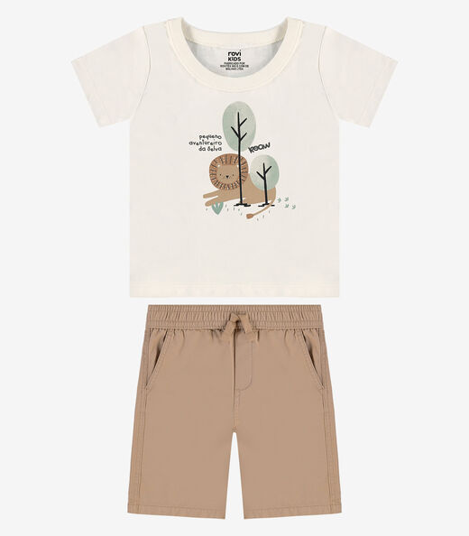 Image_Conjunto Camiseta Com Bermuda Infantil Rovi Kids Bege