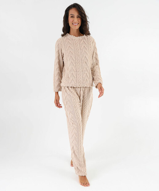 Image_Pijama Feminino Jaquard Manga Longa Marisa Bege