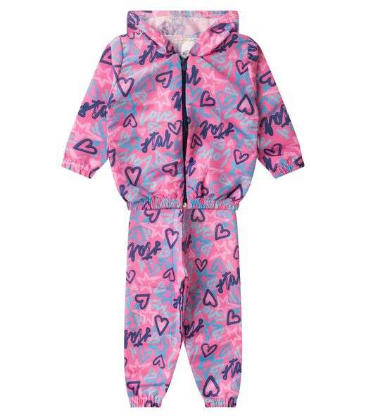 Conjunto Corta Vento Menina com Capuz Kappes Rosa