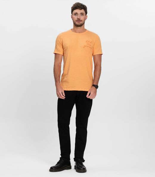 Camiseta Masculina Manga Curta Malhão Diametro Laranja