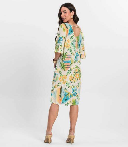 Vestido Feminino Estampado Infinita Cor Bege