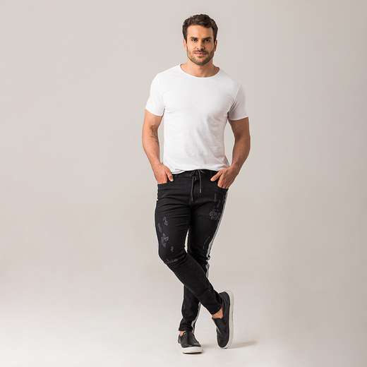 Calça Sarja Skinny Masculina Rasgada Zune