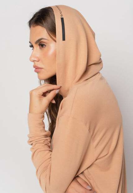 Conjunto De Moletinho Esportivo Com Casaco Capuz E Calça Jogger Bege Salvatore f