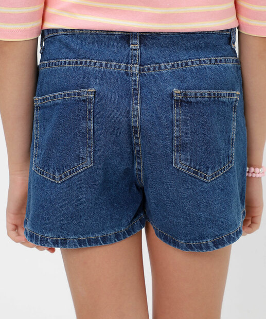 Short Juvenil Jeans Chaveiro Tam 10 a 16 Azul