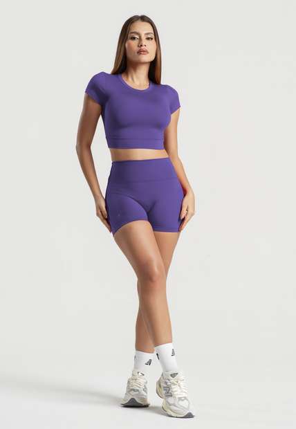 Cropped Manga Curta Roxo Wemood