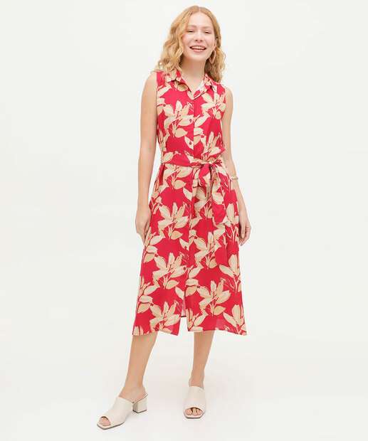 Vestido Feminino Chemise Midi Flores Marisa