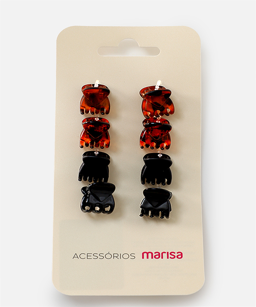 Image_Kit 8 Mini Presilhas Para Cabelo Feminino Marisa Marrom