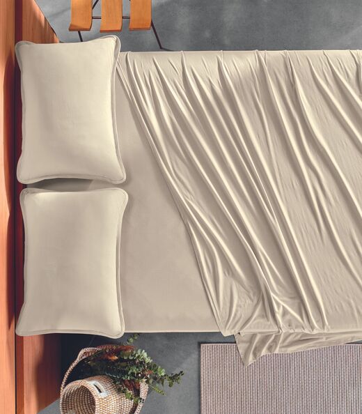 Lençol King Malha Fio Penteado Altenburg Bege