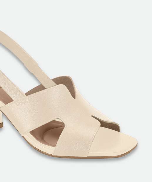 Sandália Salto Grosso Feminina Beira Rio Bege