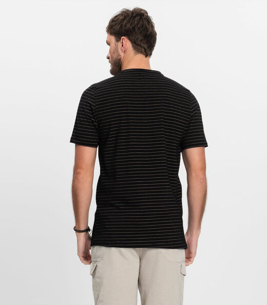 Camiseta Masculina Cotton Listrado Diametro Preto