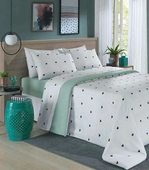 Image_Jogo De Cama Queen Coração 4 Peças Lar E Lazer Branco