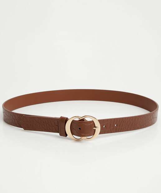 Cinto Feminino Textura Croco Fivela Marisa Marrom