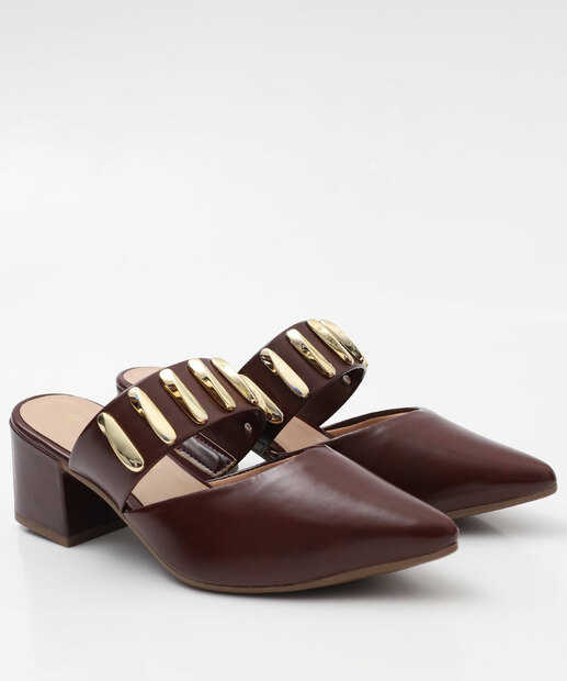 Mule Feminino Bico Fino Salto Grosso Via Uno Vinho