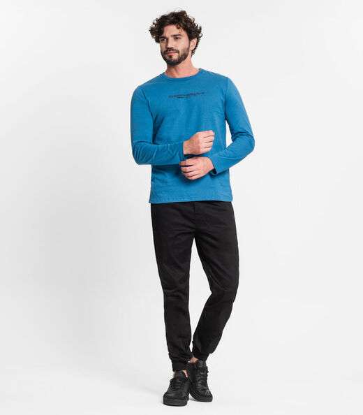 Camiseta Masculina Manga Longa Diametro Azul